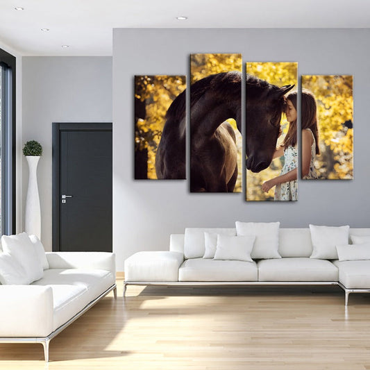 Equestrian Harmony: 4-Piece Canvas Art Set for Home Décor