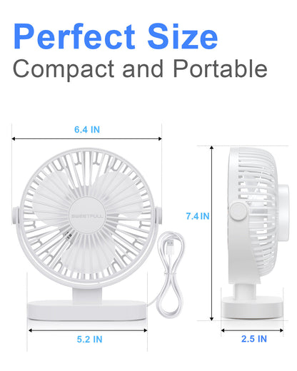 6.5 Inch Portable USB Desk Fan for Home, Office, Car, and Travel