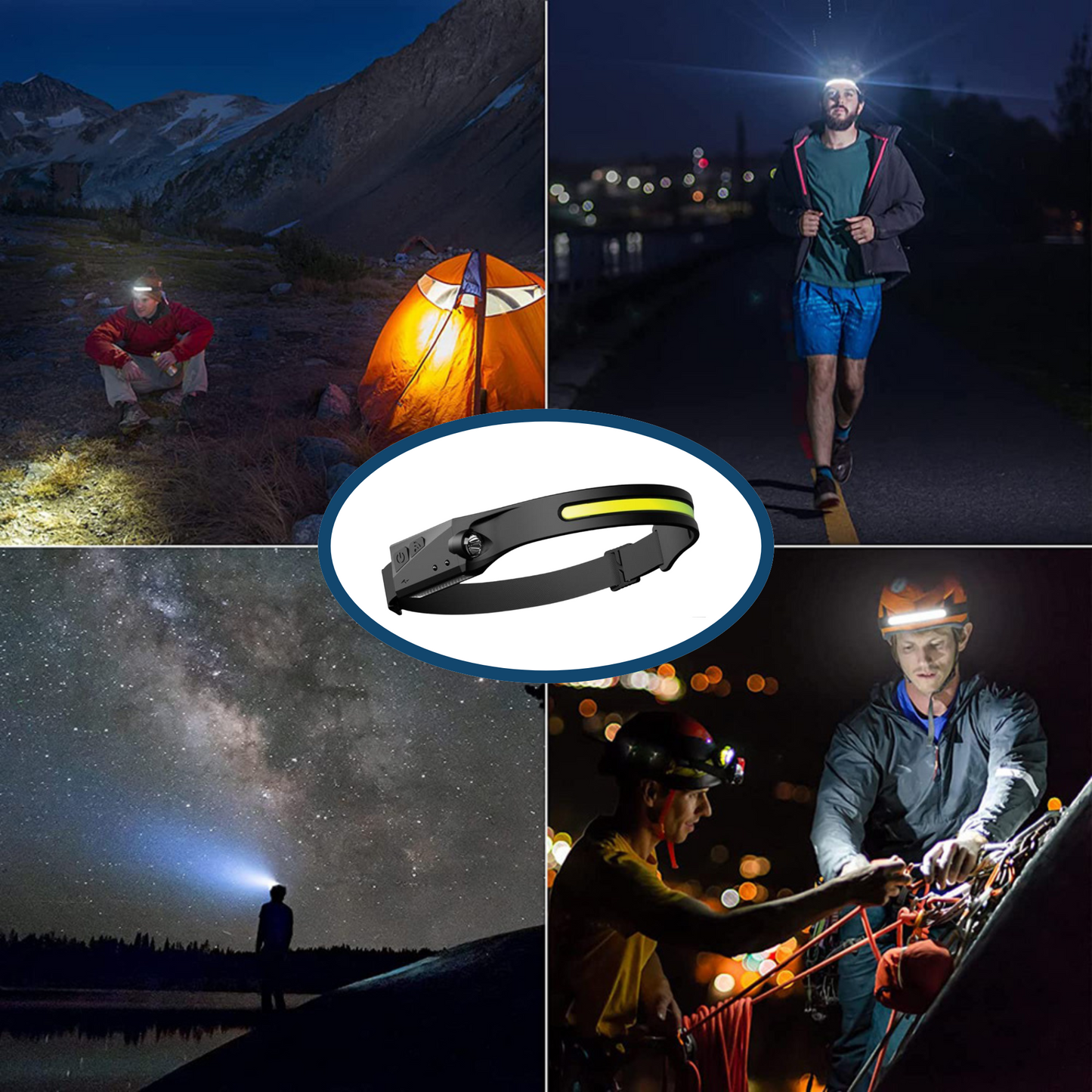 BrightBeam Rechargeable Headlamp with 230° Field of View