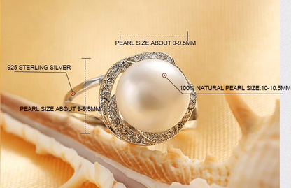 Adjustable Ring with Pearls for Elegant Fashion