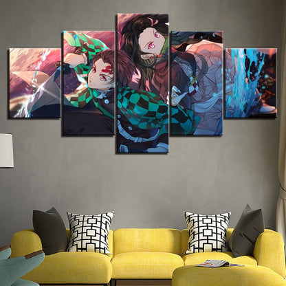5-Piece Canvas Art Set - Anime Warrior Team Wall Decor