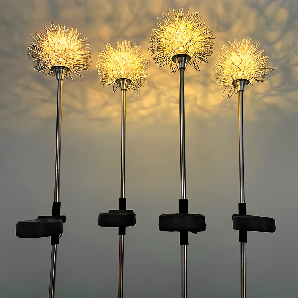Set of 2 Solar-Powered LED Lawn Lights - Waterproof Dandelion Flower Decor