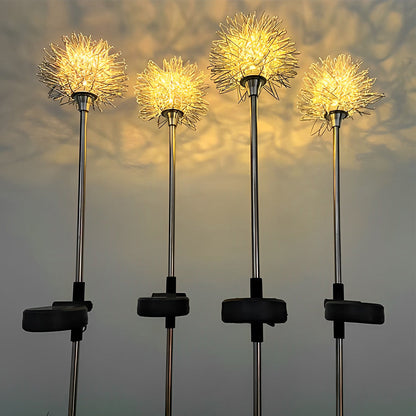 Set of 2 Solar-Powered LED Lawn Lights - Waterproof Dandelion Flower Decor