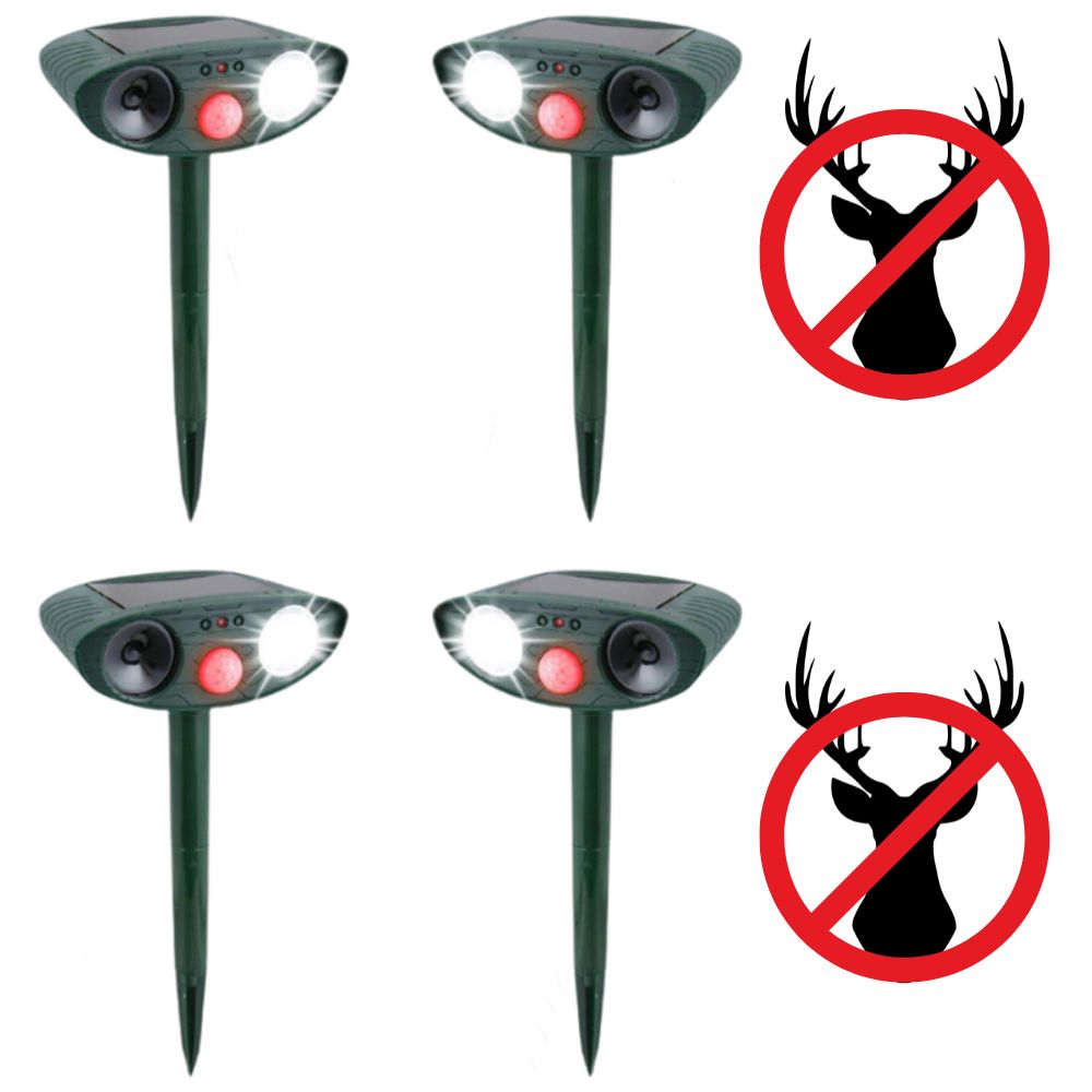 Set of 4 Solar-Powered Ultrasonic Deer Deterrents