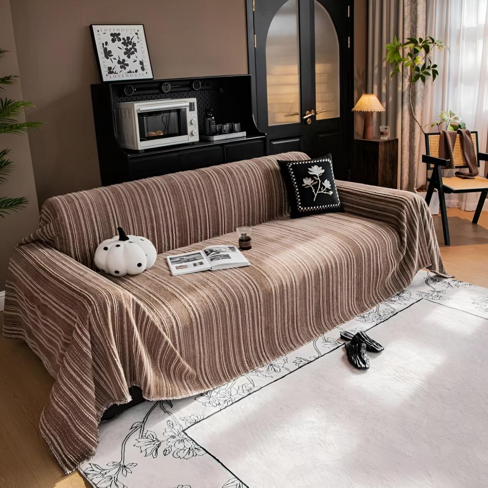 Chic Striped Chenille Sofa Protector