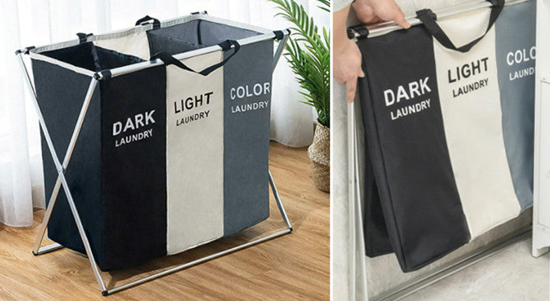 Triple-Compartment Laundry Sorter