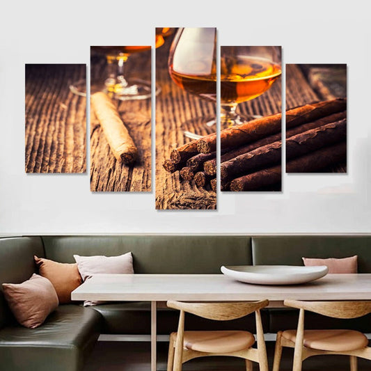 5-Piece Contemporary Brown Canvas Art Set for Home Décor