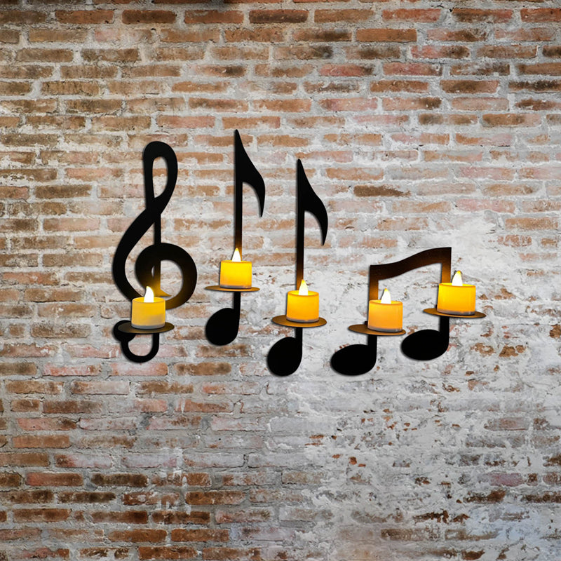 Music Note Shaped Wall Light in Black