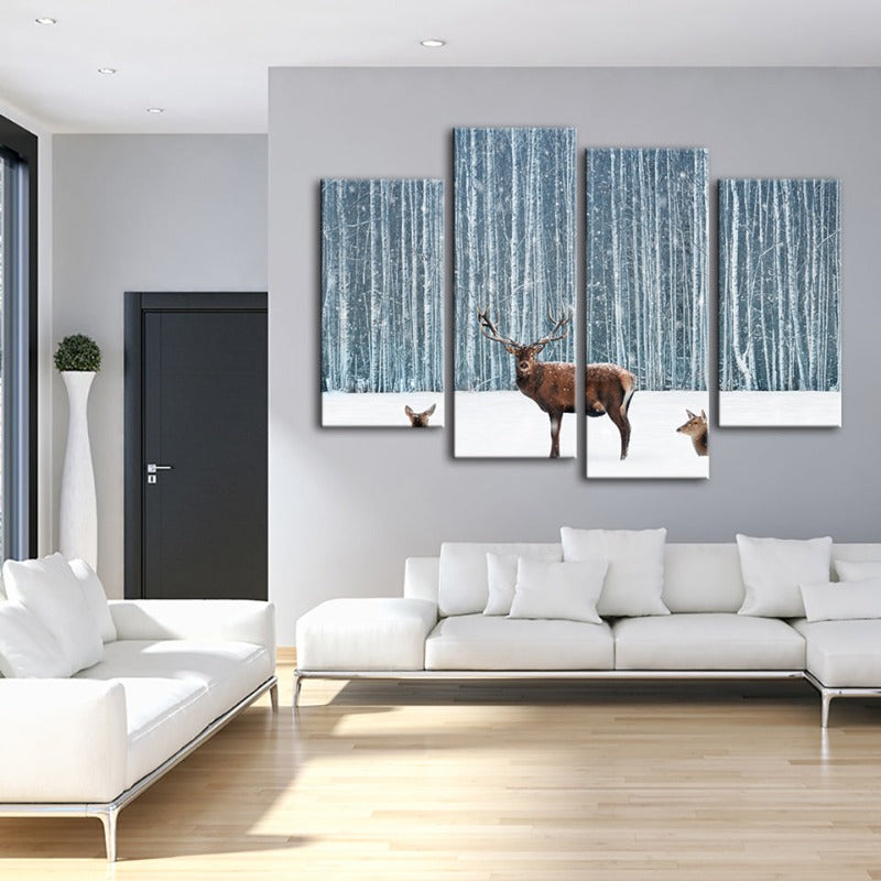 Winter Serenity: 4-Piece Canvas Art Set for Tranquil Spaces