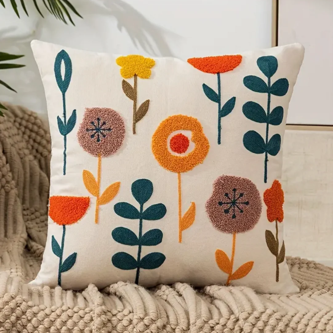 Floral Decorative Cushion with Removable Cover – FloraSoft Design