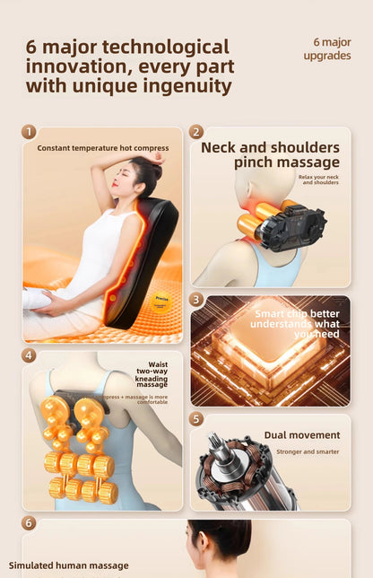 Neck and Back Massager with Heat – Deep Kneading Massage Cushion