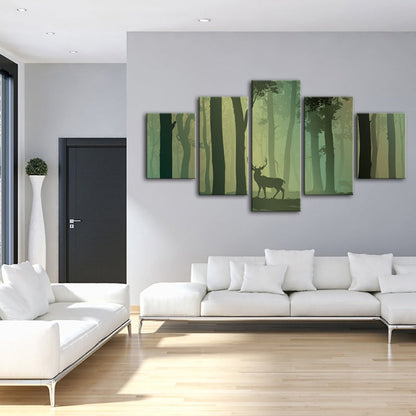 Serene 5-Piece Deer Silhouette Canvas Art Set