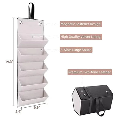 Compact 5-Slot Eyewear Organizer - Stylish Leather Case