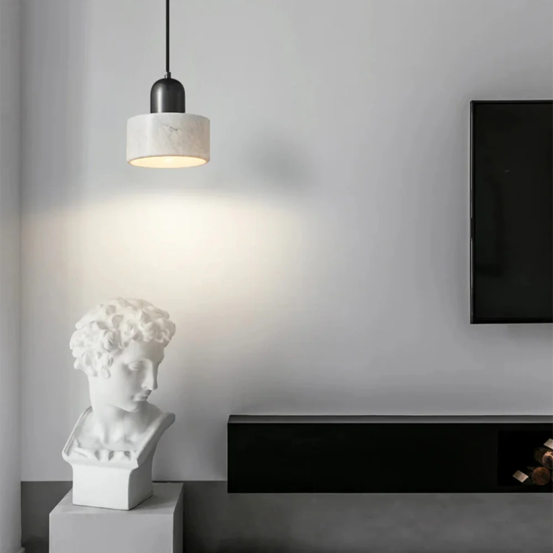 Modern Brass Hanging Lamp for Dining Room with Marble Pendant