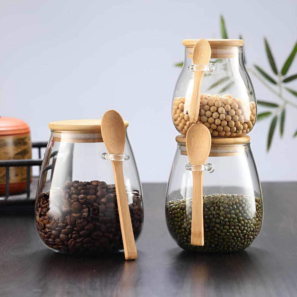 Chic Storage Jar with Wooden Lid and Spoon