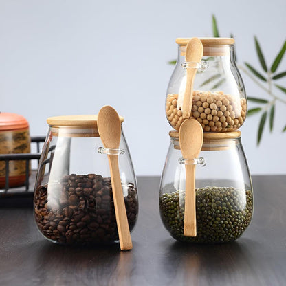 Chic Storage Jar with Wooden Lid and Spoon