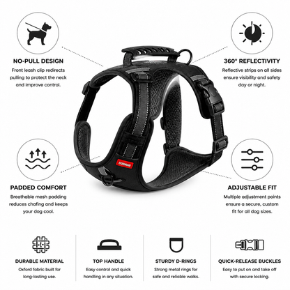 Reflective Comfort Harness for Dogs - No-Pull Design
