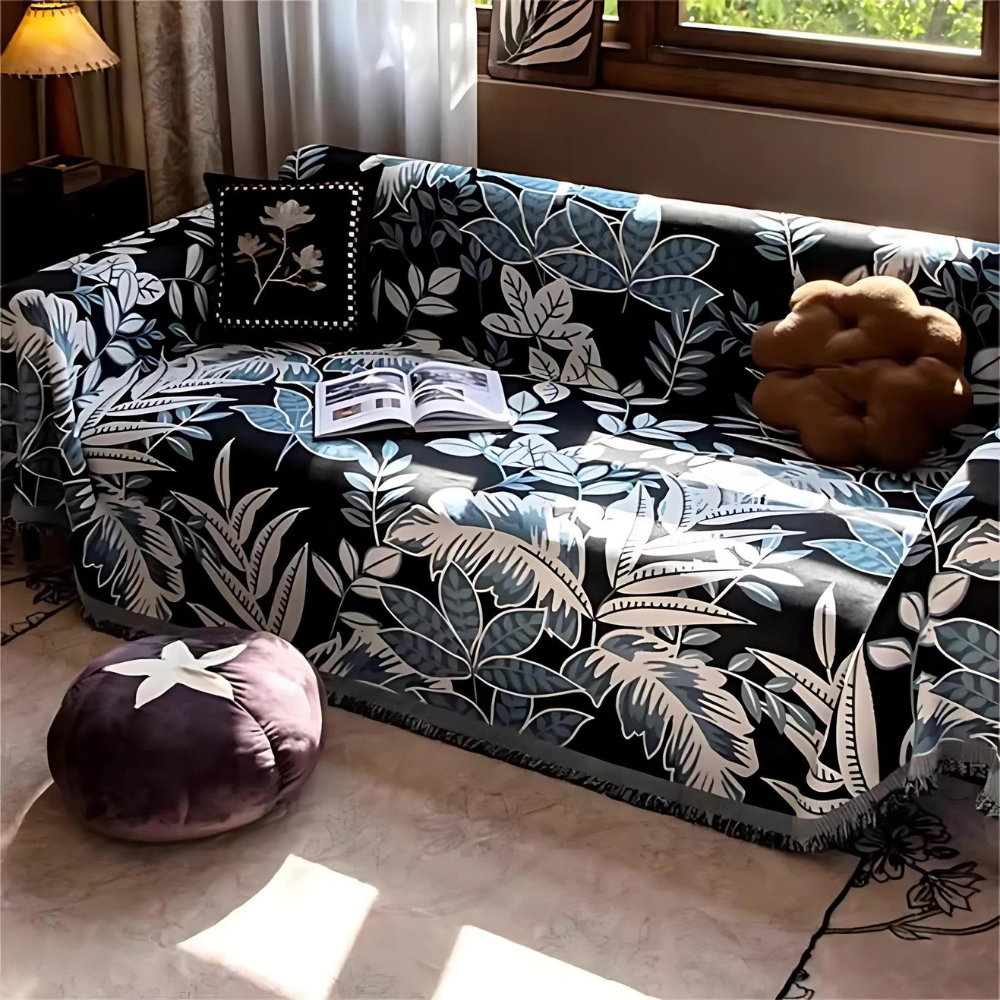 Chic Vintage Chenille Sofa Protector with Tassels