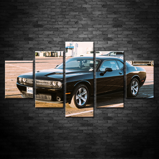 5-Piece Classic Black Car Canvas Art Set for Home Décor