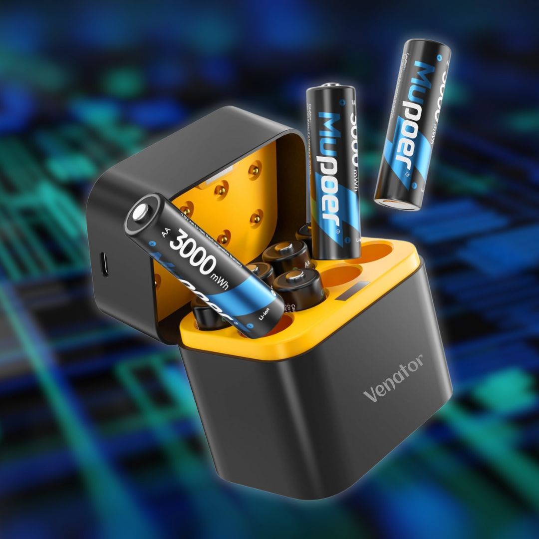 Fast Battery Charger with 8 Slots for 1.5V Lithium AA Batteries