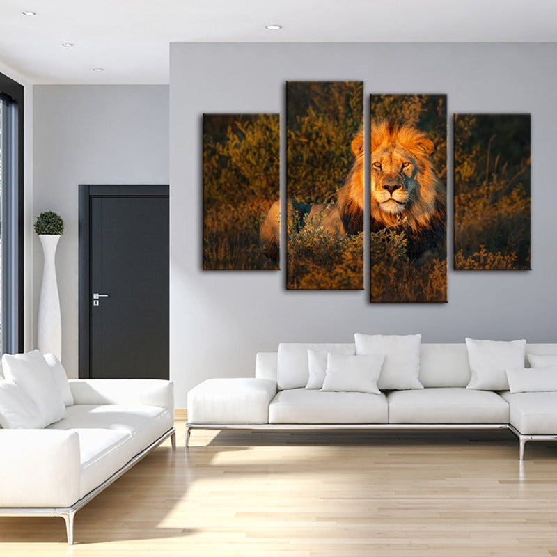 Majestic Sunset Lion - 4-Piece Canvas Artwork