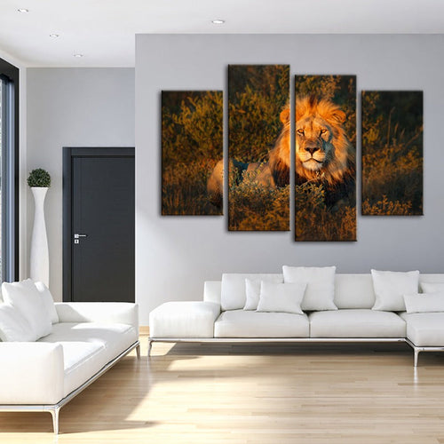 Majestic Sunset Lion - 4-Piece Canvas Artwork
