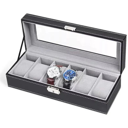Elegant Leather Watch Display Case with 6 or 12 Slots