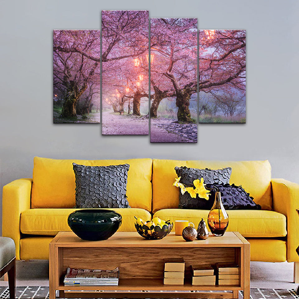 Canvas Artwork of Large Pink Trees for Wall Decoration