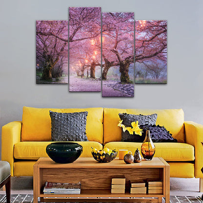 Canvas Artwork of Large Pink Trees for Wall Decoration