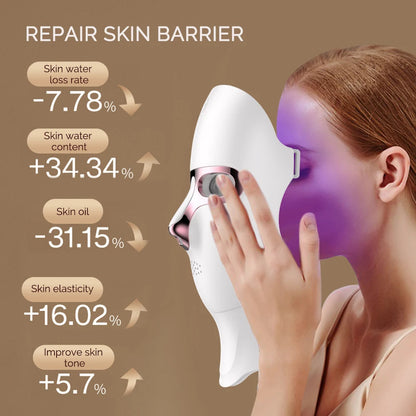 Wireless LED Facial Mask with Neck Light Therapy – 7 Colors, 120 LEDs for Acne and Wrinkle Treatment
