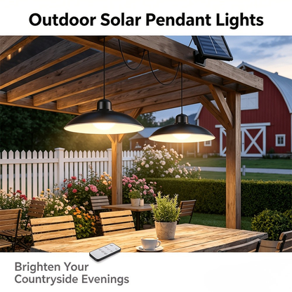 Solar Pendant Light with Dual Heads for Outdoor Use
