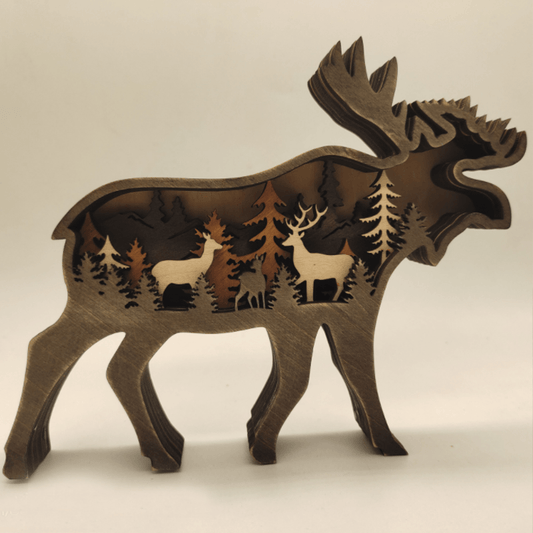Artisan 3D Wooden Animal Sculpture Gift for Home Decor