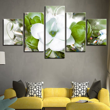 Vibrant Floral Canvas Art - 5 Panel Wall Décor