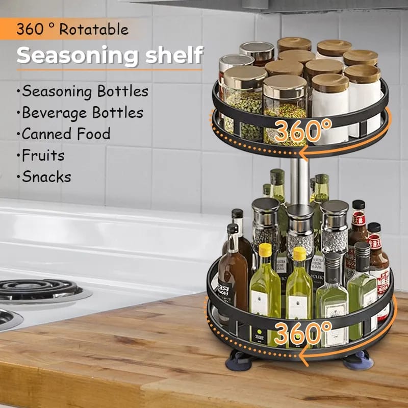 Revolving Spice Organizer with Multi-Layer Design