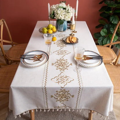 Elegant Embroidered Table Cover for Stylish Dining