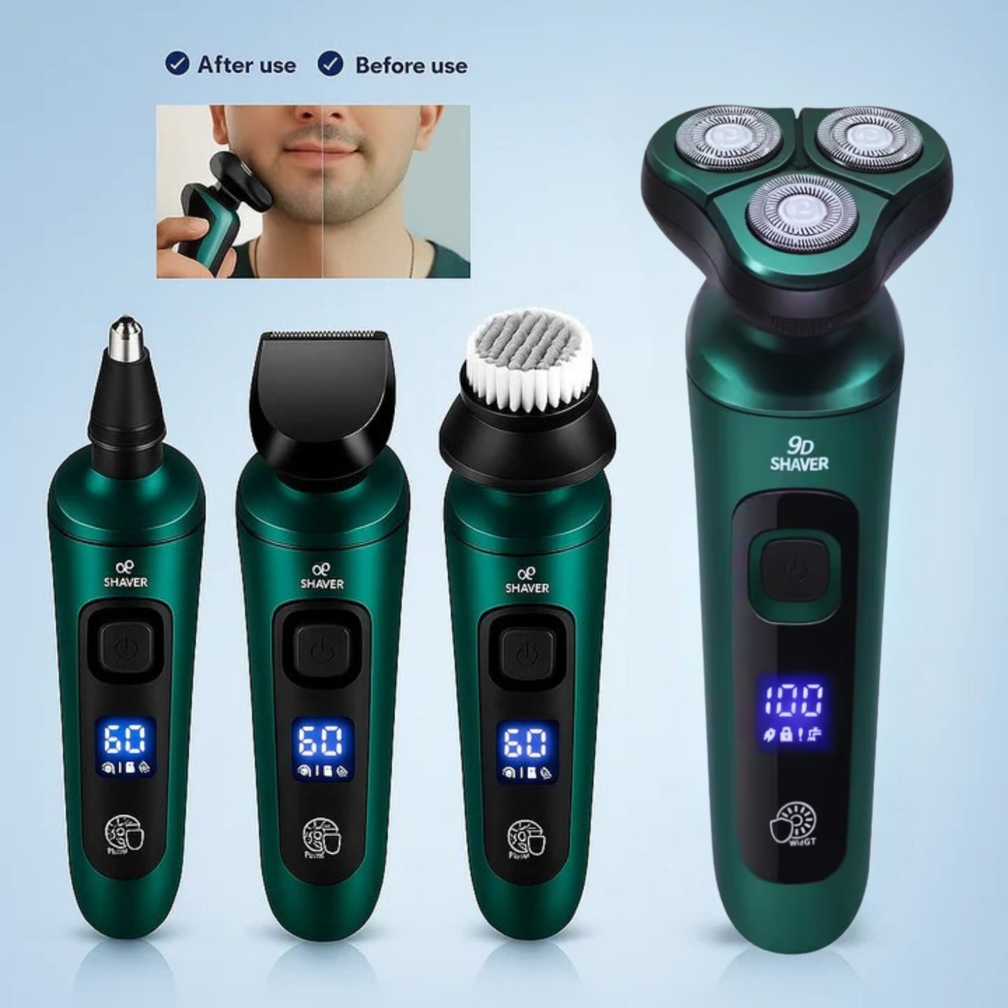 All-in-One Grooming Device – Waterproof – LED Screen – USB Rechargeable