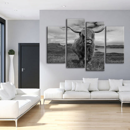 Stunning 4-Piece Black and White Cow Canvas Art Set