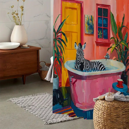 Whimsical Pink Zebra Shower Curtain