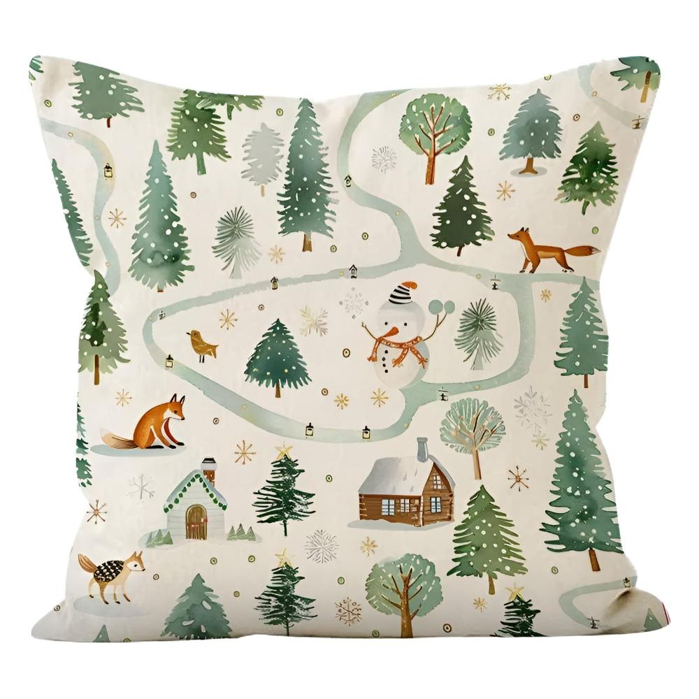 Festive Winter Decorative Pillow Cover