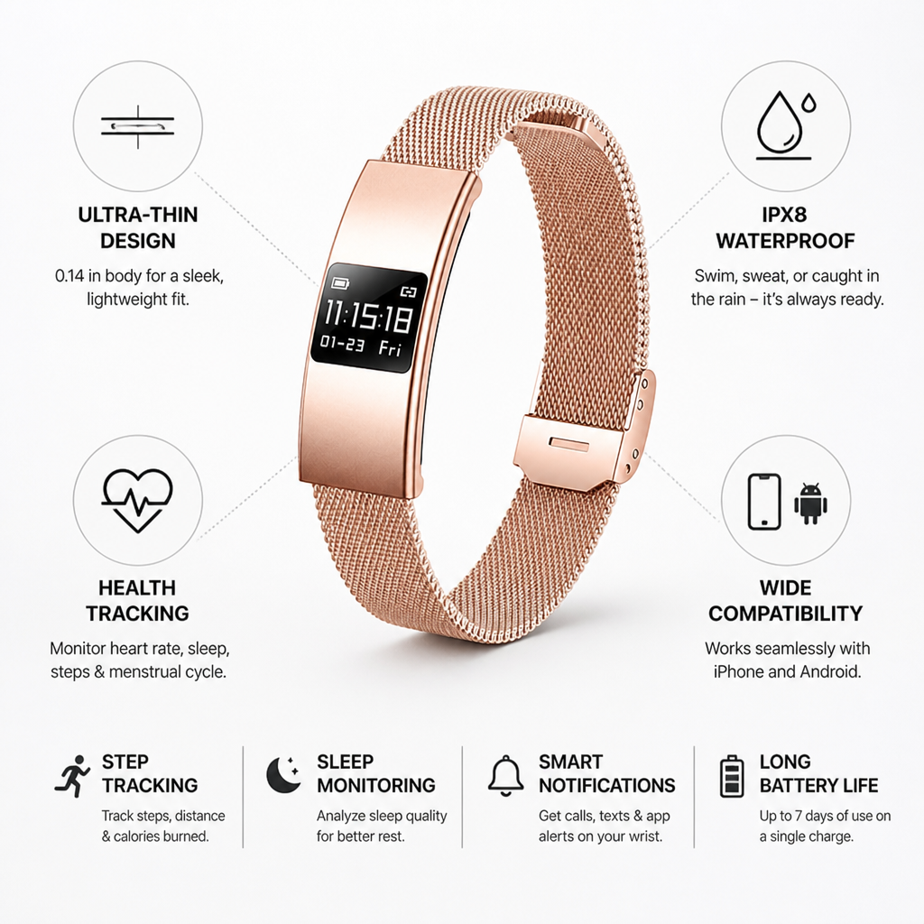 Sleek Waterproof Health Monitoring Smartband