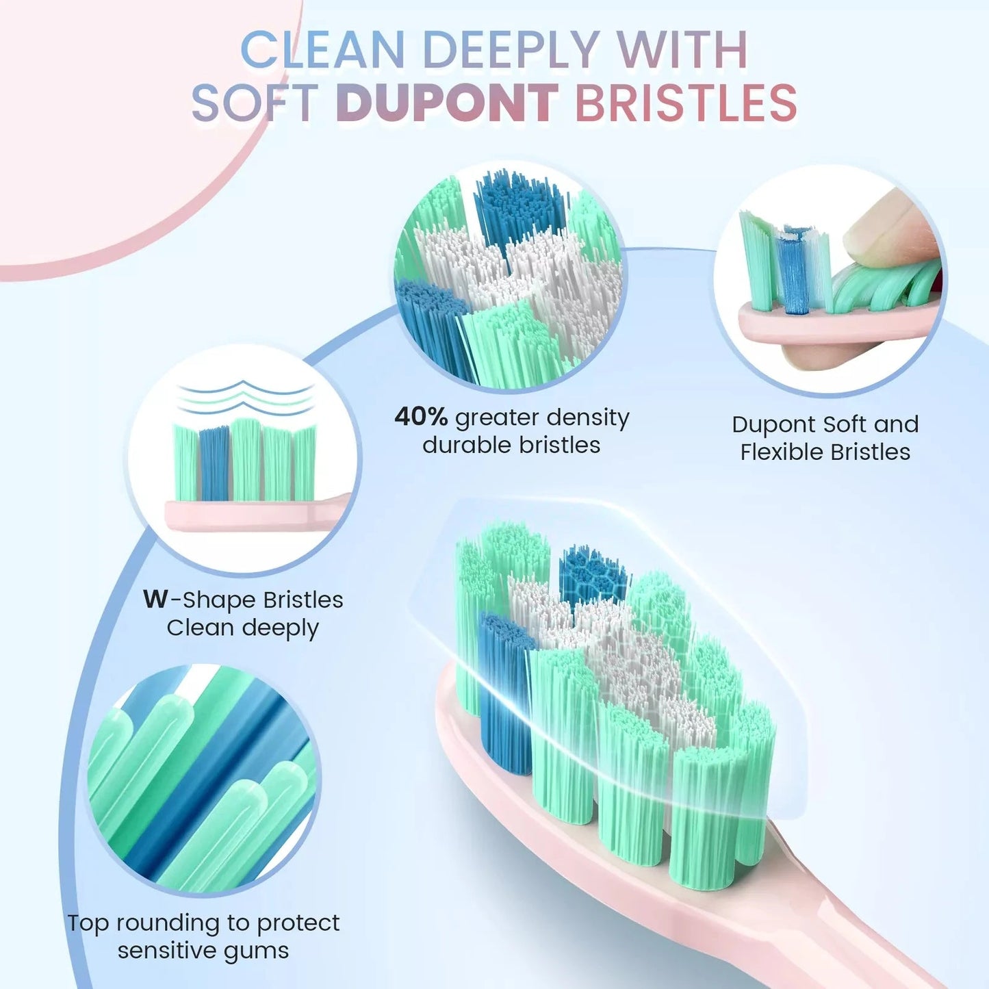 Deep Clean Sonic Toothbrush with 37,200 Vibrations/min | 5 Modes, 12 Heads, 30-Day Battery, Travel-Friendly Design