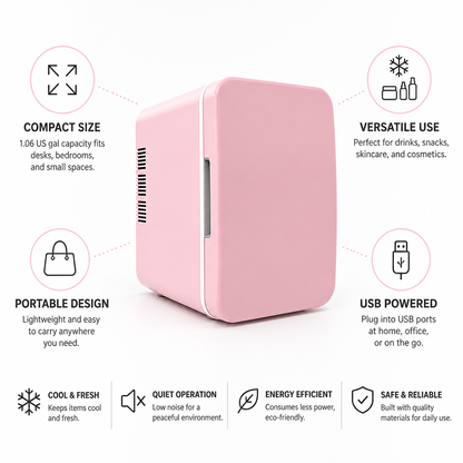 Portable USB-Powered Mini Cooler for Beverages & Beauty