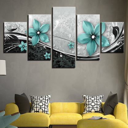 Vibrant Floral Canvas Art Set - 5 Panel Design