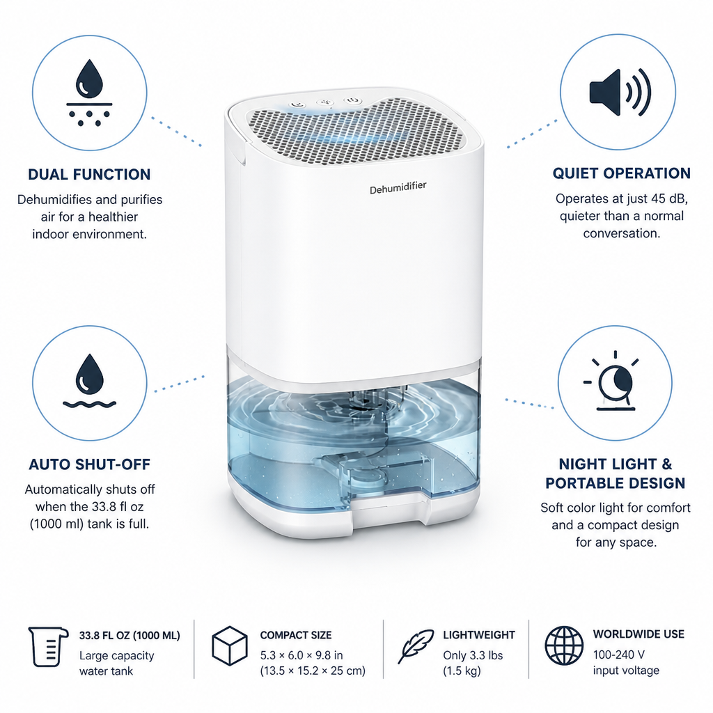 Whisper-Quiet Dual Action Humidity Controller & Air Cleaner