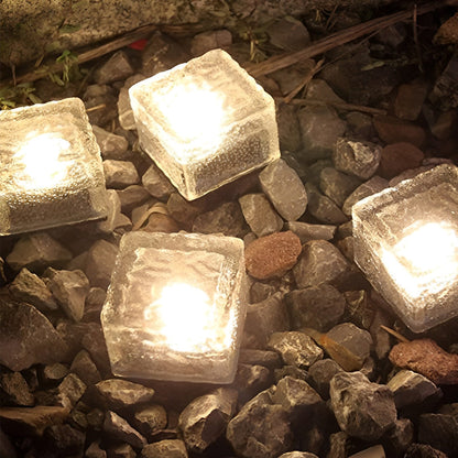 Modern Solar Outdoor Step Lights with Colourful Ice Cube Design - Set of 2