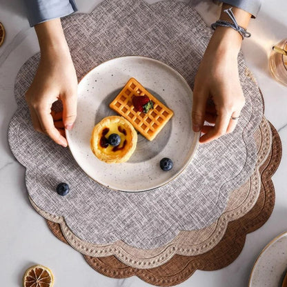 Elegant Waterproof Dining Mat with Scalloped Edges