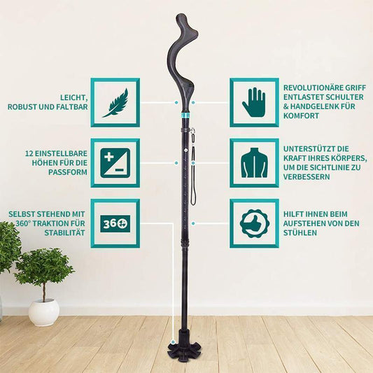 Foldable and collapsible walking cane