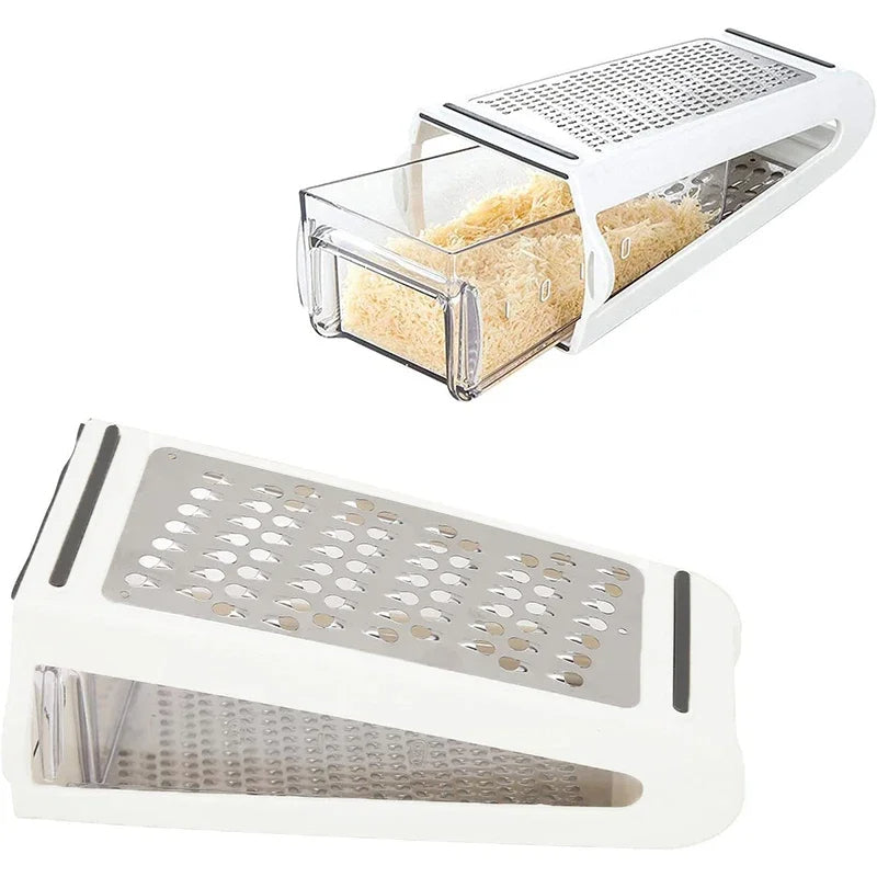 Two-Sided Grater for Kitchen with Collection Tray