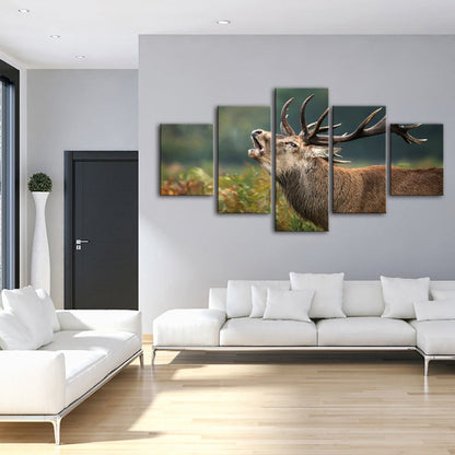 Serene Elk Scene - 5 Piece Canvas Art for Tranquil Spaces