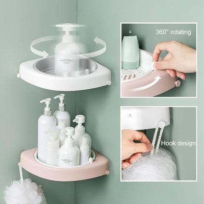 Rotating Corner Shelf for Bathroom Use